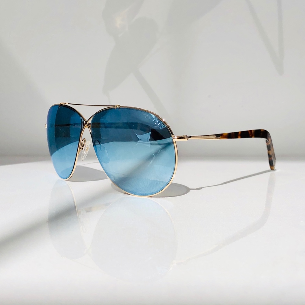New TOM FORD Eva Blue Oversized Aviator Sunglasses - Picture 6 of 16
